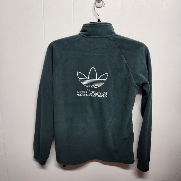 Adidas Jacket Mens XS Mineral Green Trefoil FZ Tedd Full Zip Polar Fleece HK7297 - Picture 2 of 10
